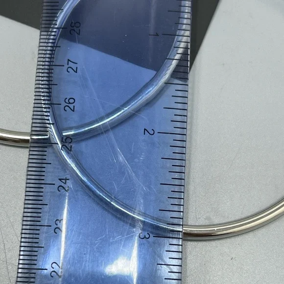 INC International Concepts Large Silver Tone Hoop Earrings - Picture 4 of 5